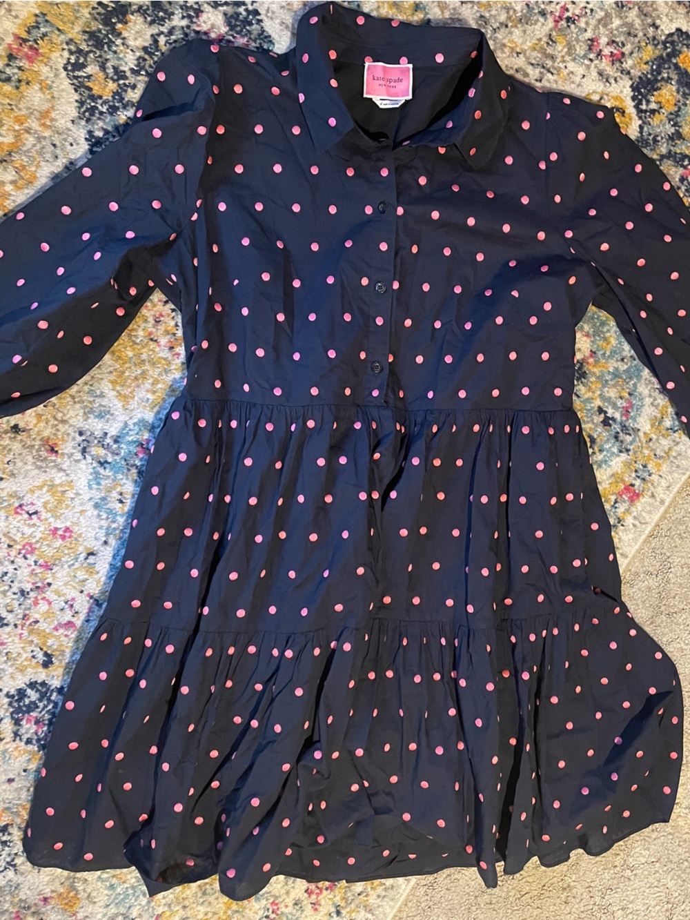 kate spade Black Mini Dress with Pink Polka Dots